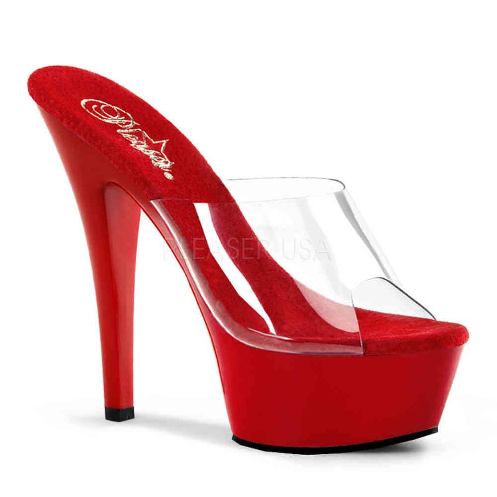 Pleaser - KISS201 Mules à talons - Chaussures de pole dance - Rouge Product image